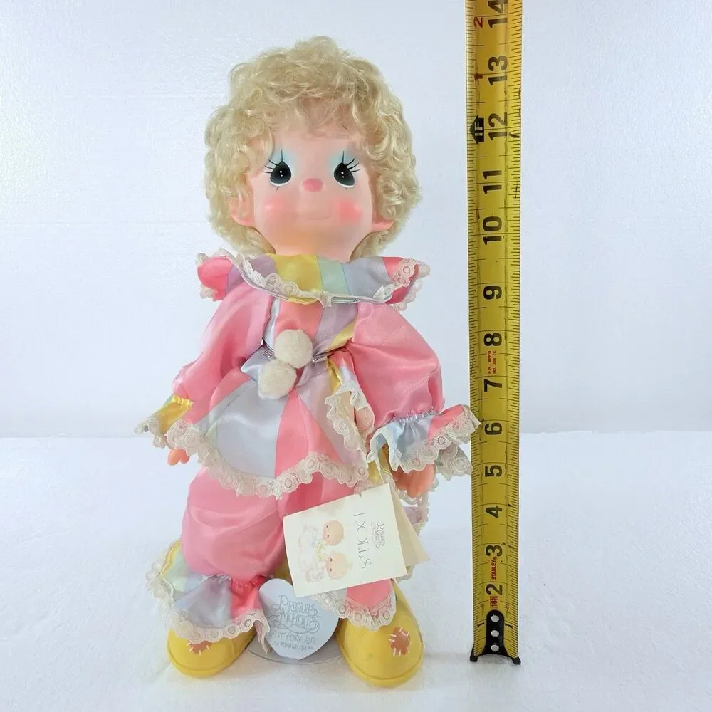 VTG Precious Moments Taffy The Clown Doll Pastel Ruffle 1980s Toy W/ Tag & Stand